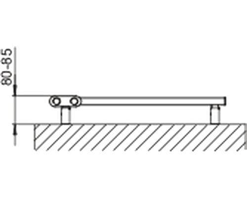 Technický nákres tyče na ručníky s rozměry