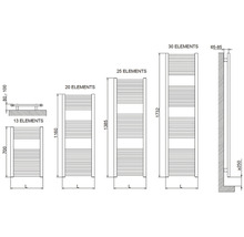 Koupelnový radiátor Cordivari LISA 22 elektrický bílá 1160x500 3581646100054
