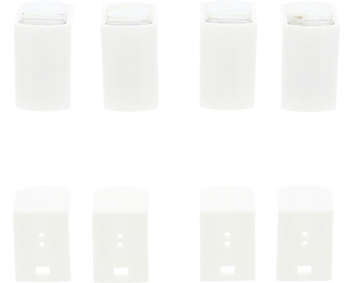 Osm bílých záslepek pro nábytek