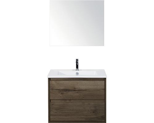 Koupelnový nábytkový set Sanox Porto barva čela tabacco ŠxVxH 71 x 170 x 51 cm s keramickým umyvadlem a zrcadlem