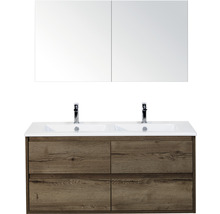 Koupelnový nábytkový set Sanox Porto barva čela tabacco ŠxVxH 121 x 170 x 51 cm s keramickým umyvadlem a zrcadlovou skříňkou