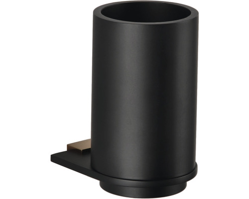 Černý kelímek na zubní kartáčky k montáži na stěnu