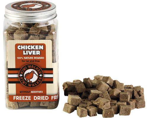 Kiwi Walker kuřecí játra pamlsek pro kočky a psy ve sklenici