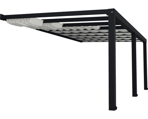 Pergola s posuvnou látkovou střechou do zahrady