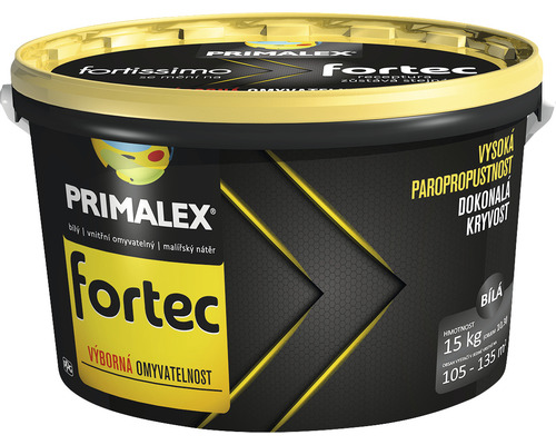 Barva na zeď Primalex Fortec bílá 15 kg Interiérová barva Primalex Fortec, bílá, 15 kg kbelík