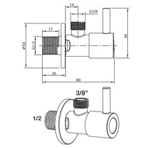 Rohový ventil 1/2" matný-thumb-1