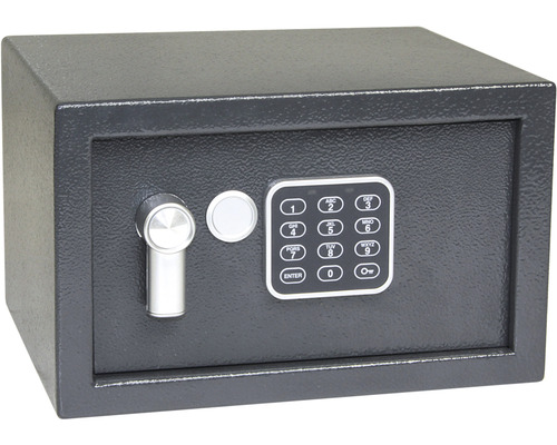 Ocelový sejf RS.18.EDK s elektronickým zámkem, číselnou klávesnicí a páčkou k otevření, barva šedá