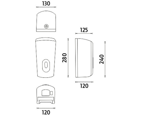 Technický výkres dávkovače mýdla s rozměry