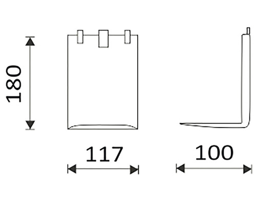 Technický nákres držáku nástrojů s rozměry