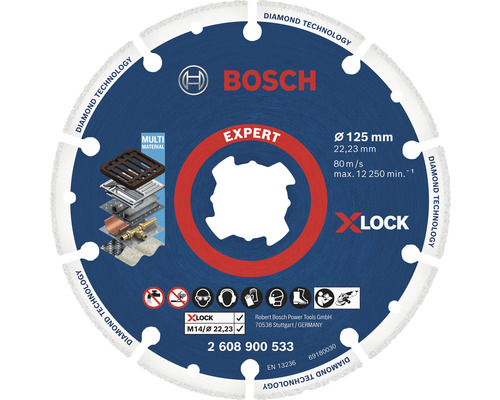 Diamantový řezný kotouč Bosch Professional Expert Metall Ø 125x22,23 mm Multi Construction, X-LOCK upínka