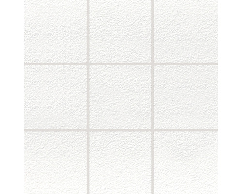 Jednobarevná dlažba bílá matná 9,8x9,8 cm reliéfní GAF Detail bílých strukturovaných dlaždic se spárami