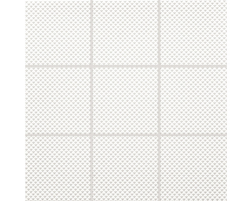 Dlažba bílá matná 9,8x9,8 cm reliéfní GRS