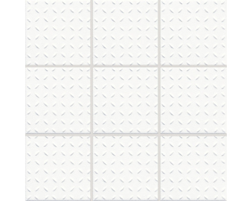Jednobarevná dlažba bílá matná 9,8x9,8 cm reliéfní GRH
