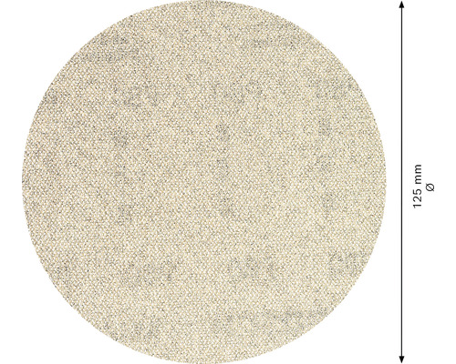 Kulatý vzorek textilie o průměru 125 mm.