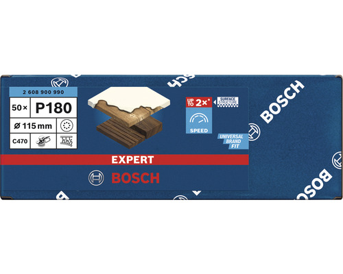 Brusný papír Bosch Expert P180, průměr 115 mm, 50 kusů