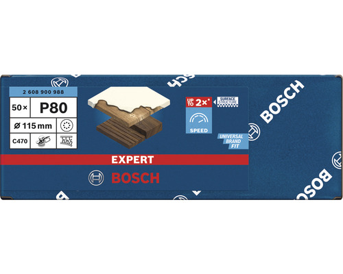 Brusný papír Bosch Expert, zrnitost P80, průměr 115 mm, 50 kusů