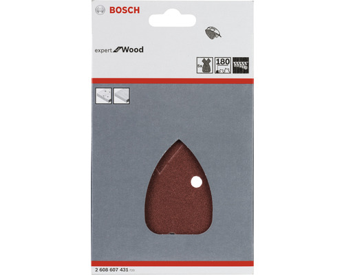 Brusný list na dřevo Bosch Expert se zrnitostí 180 pro trojúhelníkovou brusku v balení po 5 kusech