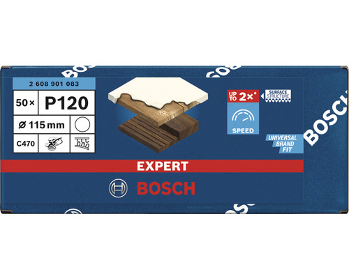 Brusný papír Bosch Expert P120, průměr 115 mm, 50 kusů