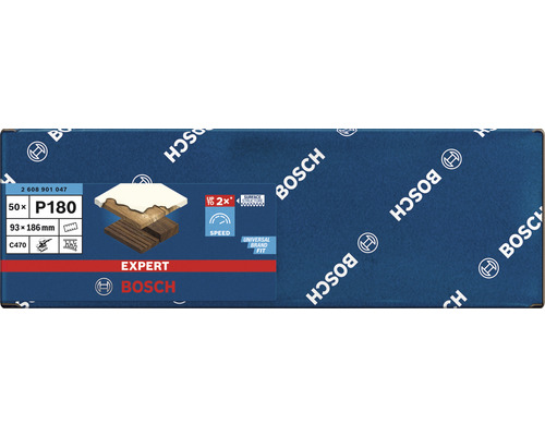 Brusný papír Bosch Expert, zrnitost P180, 50 kusů, rozměr 93 x 186 milimetrů