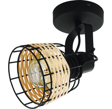 Stropní svítidlo s kovovým stínidlem a ratanovým pletivem