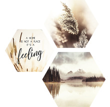 Dekorativní nástěnné panely s přírodními motivy ve tvaru šestiúhelníku