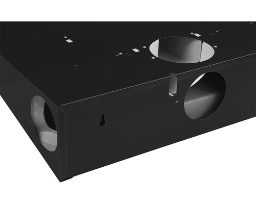 Černý kovový kryt s kruhovými výřezy