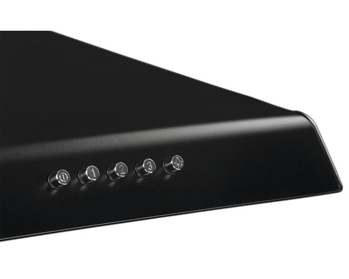 Černý odsavač par s ovládacími knoflíky