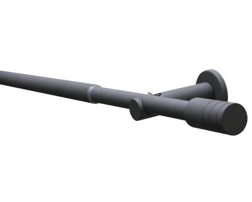 Teleskopická garnýž sada Elba kovová Ø 16/19 mm 120-210 cm šedá Záclonová tyč s držákem a koncovkou
