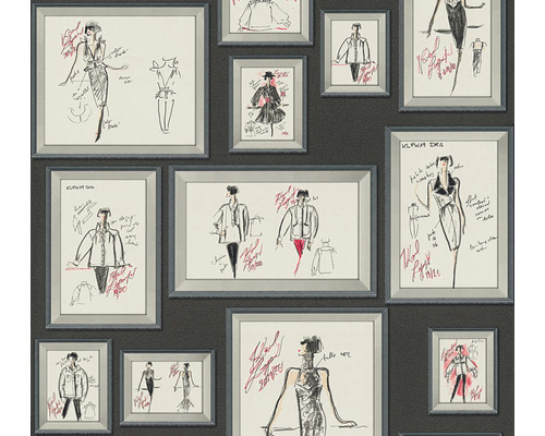 Vliesová tapeta 378461 Karl Lagerfeld, 10,05 x 0,53 m Tapeta s módními návrhy v rámech