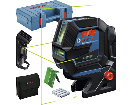 Křížový čárový laser Bosch GCL 2-50 G s příslušenstvím a logem Bosch