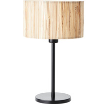Stolní lampa s přírodním vláknovým stínidlem a černou základnou