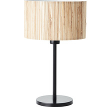 Stolní lampa se stínidlem z přírodního vlákna a černou základnou