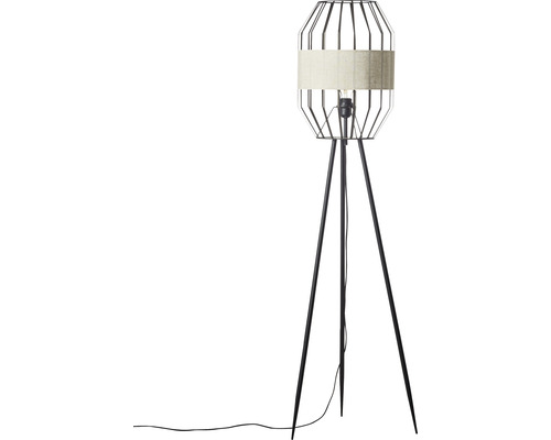 Stojací lampa se stativem a stínidlem z kovu a textilu