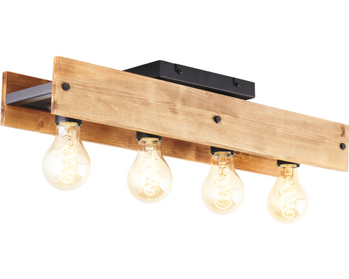 Dřevěné stropní svítidlo se čtyřmi žárovkami