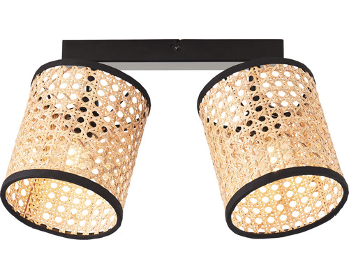 Stropní svítidlo se dvěma stínidly z ratanu