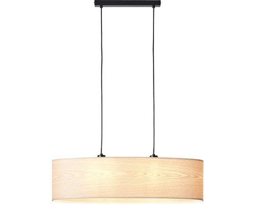 Podlouhlé závěsné svítidlo s dřevěnou strukturou