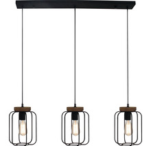 Závěsné svítidlo se třemi lampami, design kovové klece