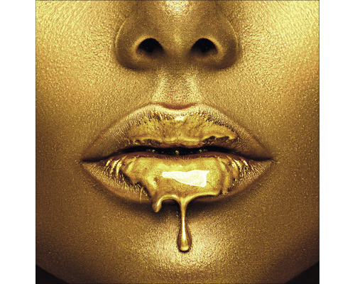 Skleněný obraz Golden Lips I 30x30 cm