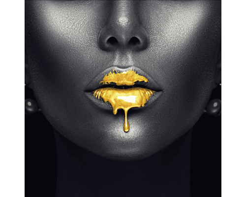 Skleněný obraz Golden Lips II 30x30 cm