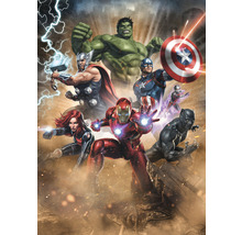 Ilustrace superhrdinů Avengers: Hulk, Thor, Captain America, Iron Man, Black Widow, Black Panther a Ant-Man