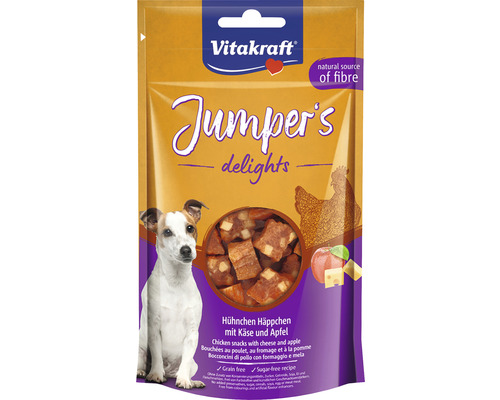 Pamlsky pro psy Vitakraft Jumpers delights kuřecí s jablky 80 g Vitakraft Jumper''s Delights kuřecí kousky se sýrem a jablkem pro psy