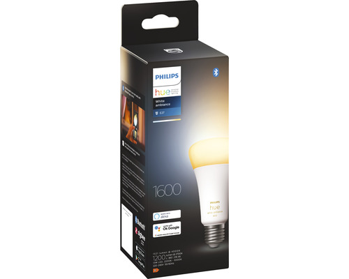 Jednotlivé balení Philips Hue White Ambiance E27 v obalu produktu