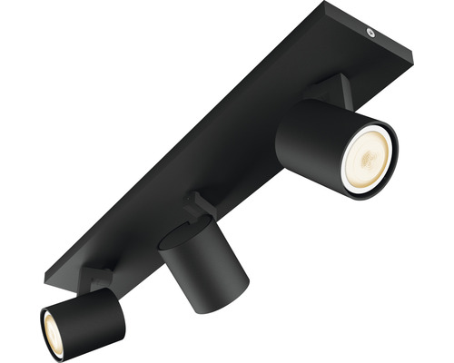 Černé stropní svítidlo se třemi reflektory