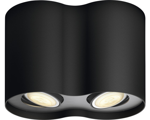 Černé stropní svítidlo se dvěma žárovkami