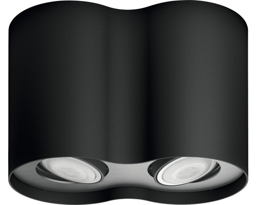 Černé stropní svítidlo se dvěma světly