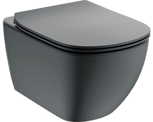 Závěsné WC Ideal Standard Tesi černé se sedátkem AQUABLADE T3546V3-0