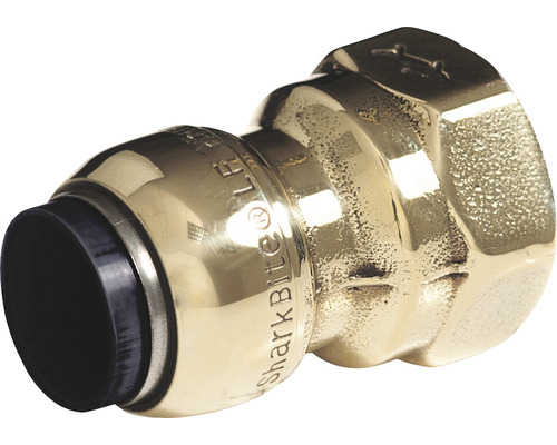 Zásuvný fitink SharkBite přechodová spojka mosaz 22 mm x 3/4" FI SBE112220F Mosazná trubková spojka SharkBite
