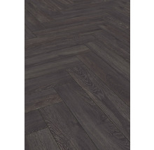 Tmavá laminátová podlaha se vzorem rybí kosti