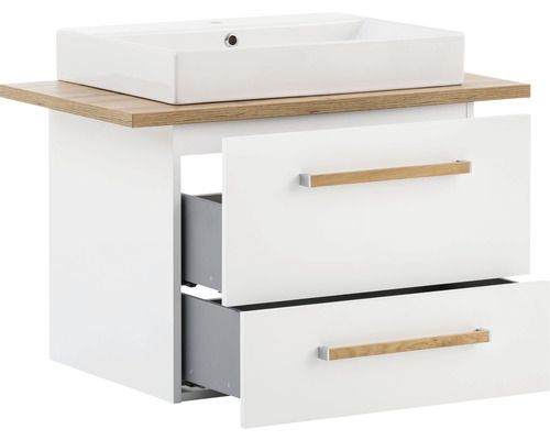 Skříňka pod umyvadlo se dvěma zásuvkami a umyvadlem na desku