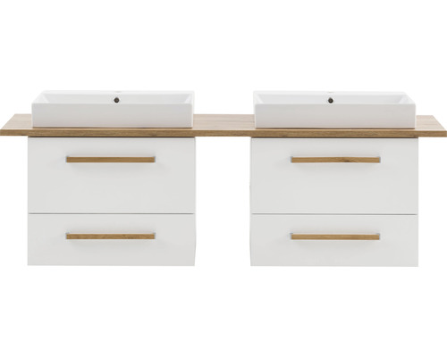 Dvojité umyvadlo se skříňkou a dvěma umyvadly